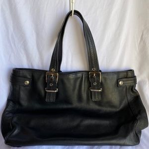 Express black genuine leather handbag